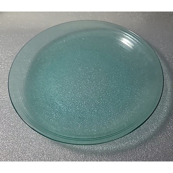 Set of 8 Arcoroc France Green Teal Glass Salad Dessert Plate Ribbed 7.5" - Picture 4 of 10
